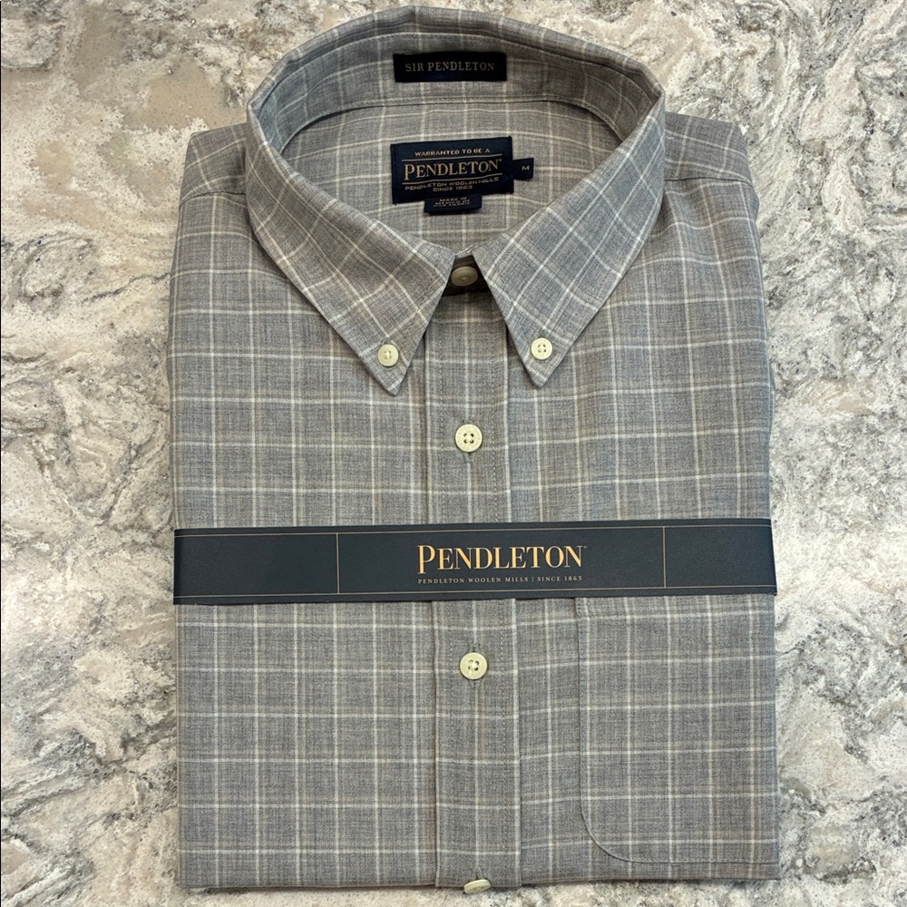 $179  Pendleton Men's Light Gray Plaid Lightweight Wool Shirt Brand New Classic